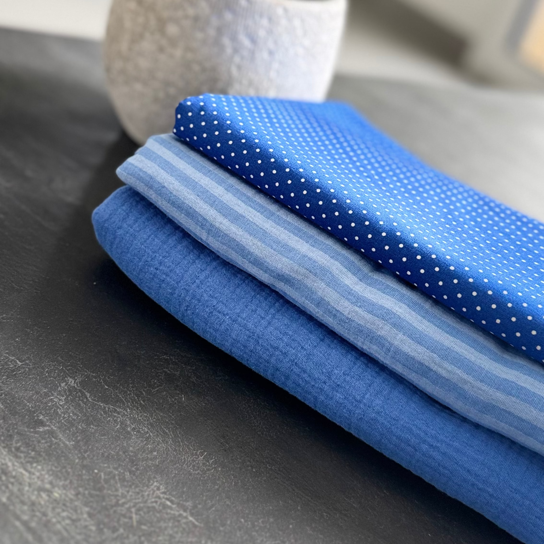 Snood coton  POIS BLEU INTENSE