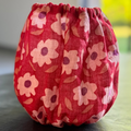 Snood Gaze de coton motif ROUGE FLEURS