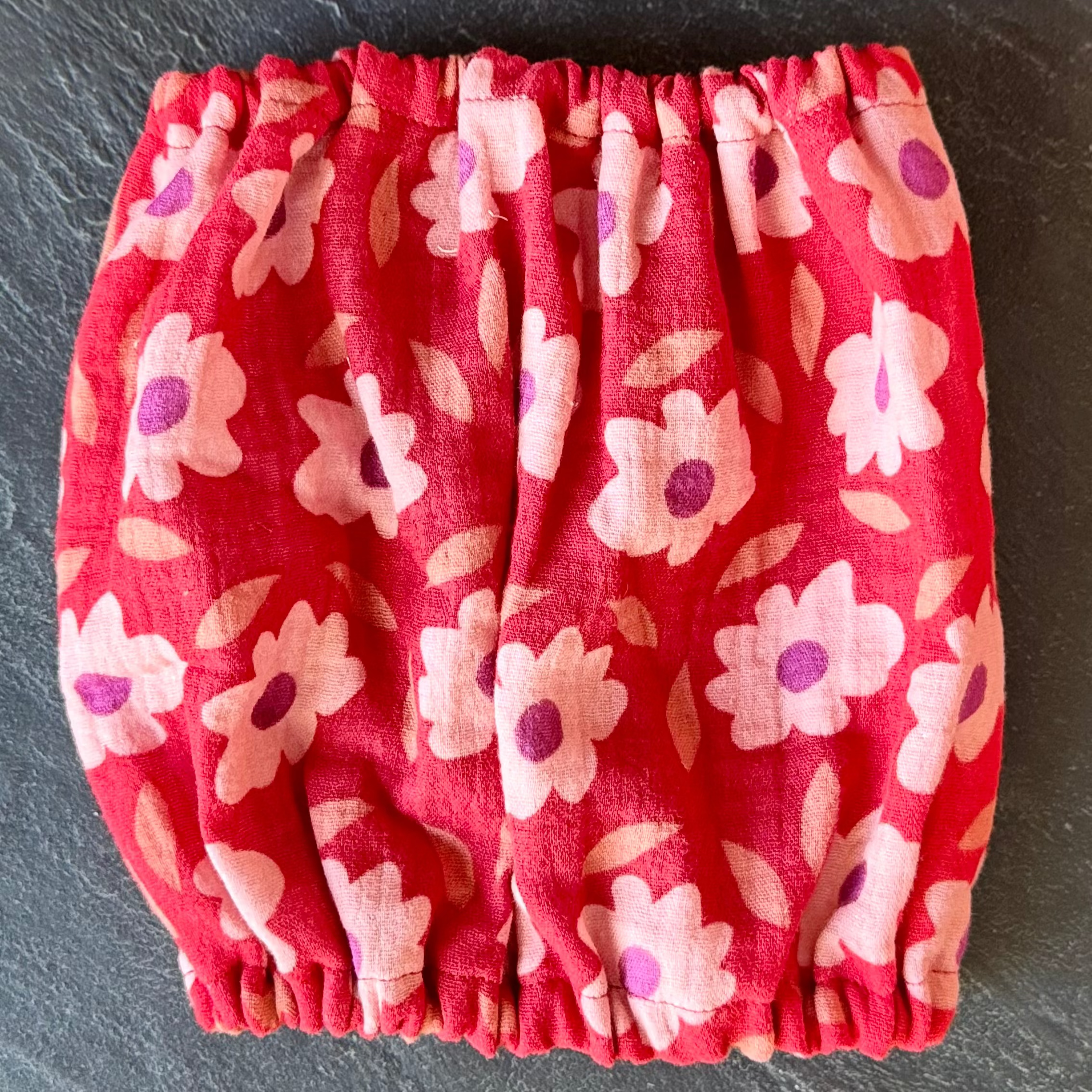 Snood Gaze de coton motif ROUGE FLEURS
