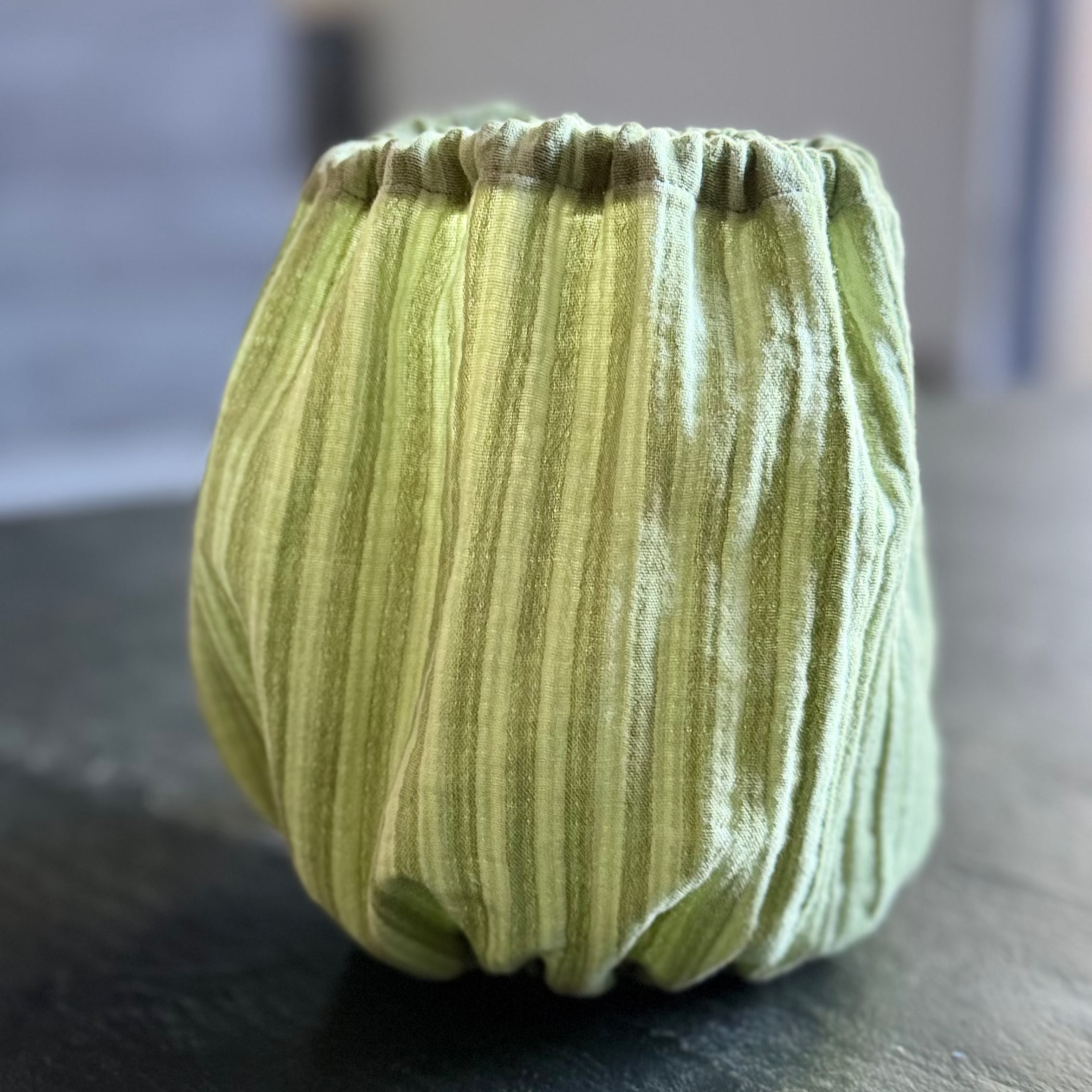 Snood Gaze de coton réversible RAYÉ VERT